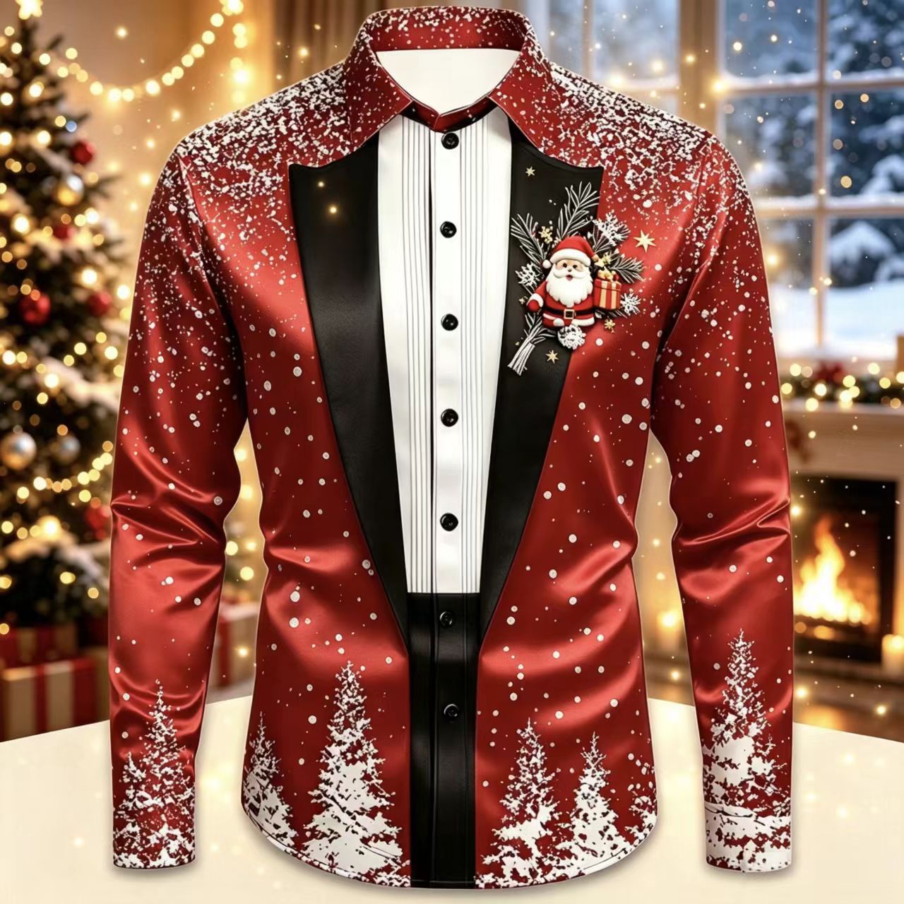 Men Christmas Satin Long Sleev - Mens Satin Silk Dress Shirt review and price