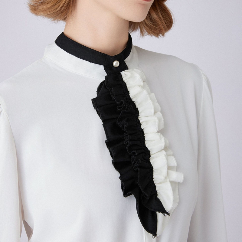 Black White Ruffled Collar Dec - Shirts review and price