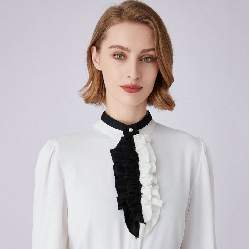 Black White Ruffled Collar Dec - Shirts review and price