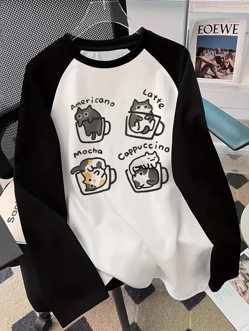 Coffee Cat Long Sleeve T-Shirt - T-Shirts review and price